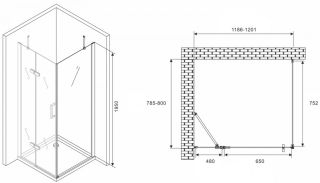 Душевой уголок ABBER Zart 120x80см хром AG08120-S81